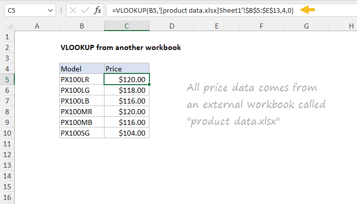 Excel Formula: VLOOKUP From Another Workbook | Exceljet